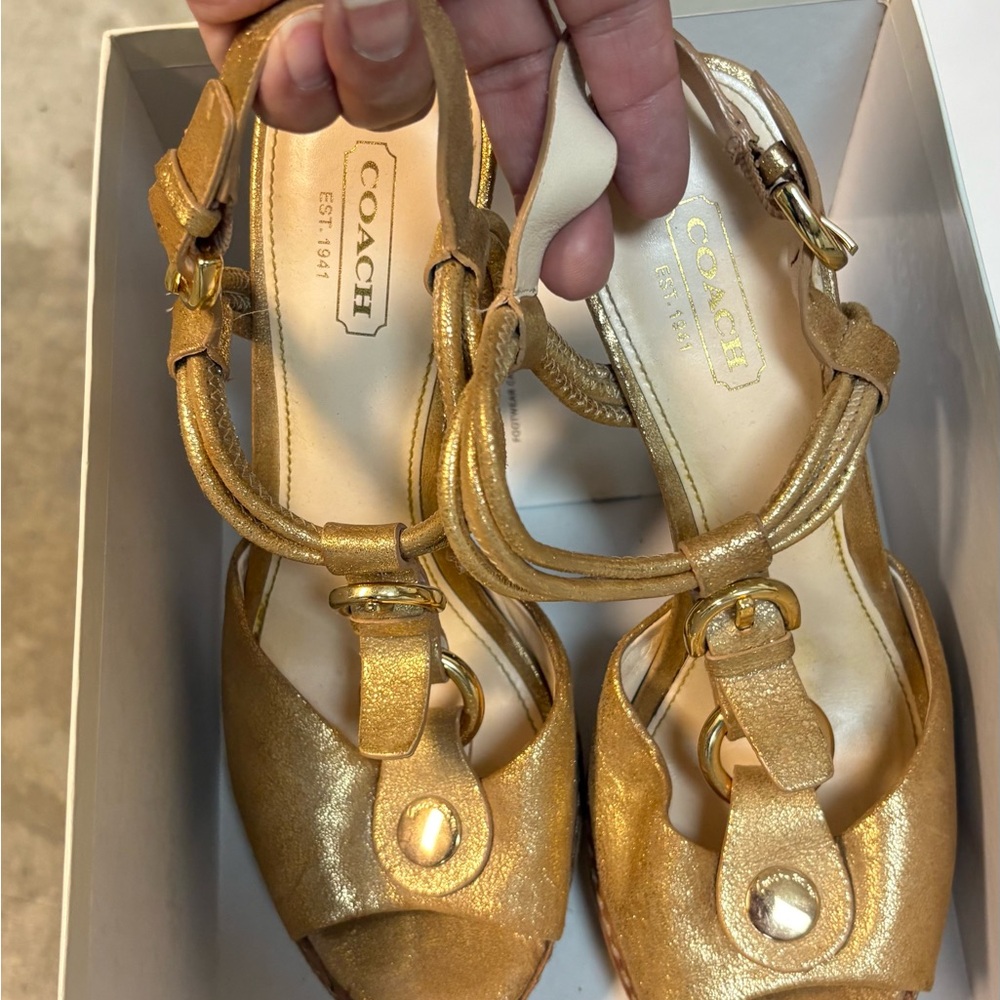 Coach Metallic Gold Open-Toe Sandals